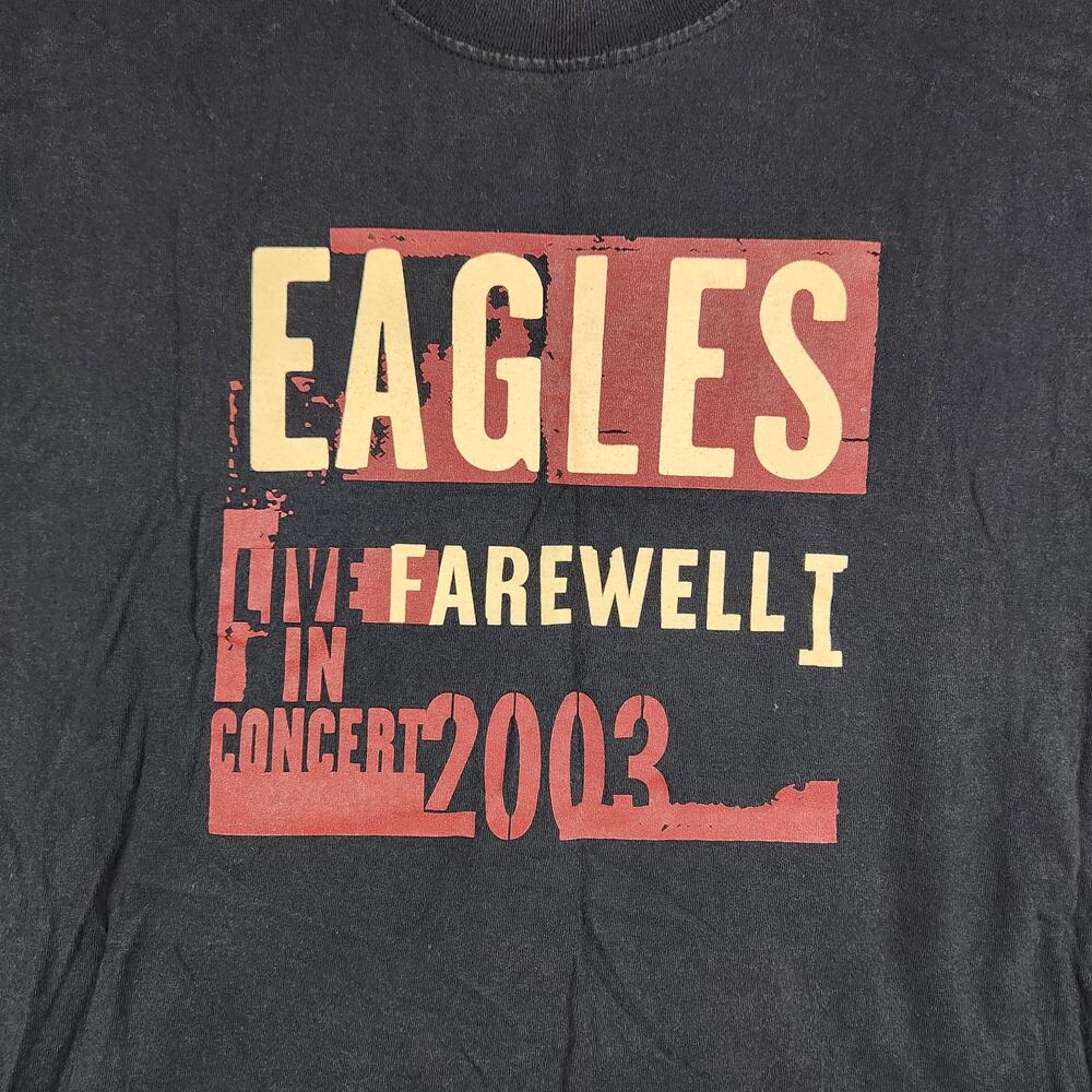 Vintage Eagles Shirt Mens XL Black Farewell Tour 2003 Concert Graphic Logo Y2k